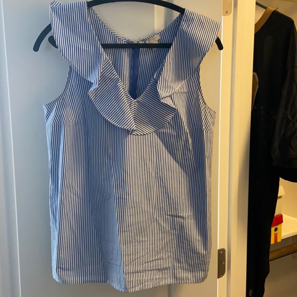 J. Crew blue pinstripe top sz 8